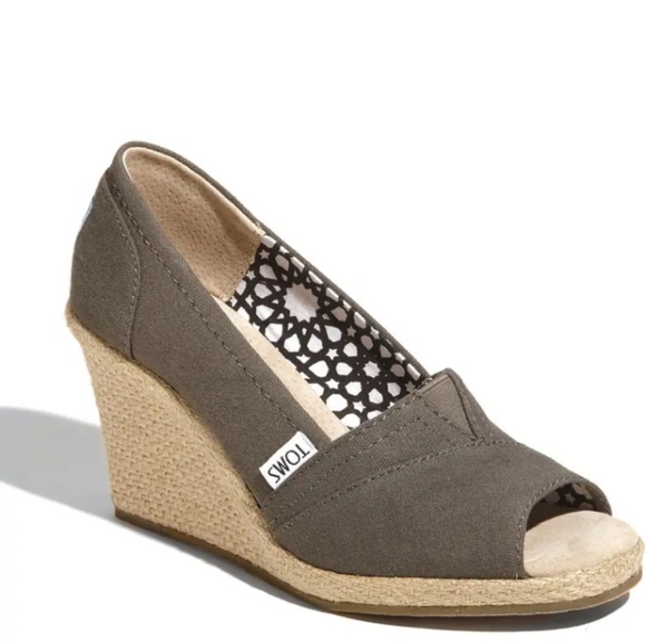 Toms Calypso Espadrille Wedges Sz 11 Wide - Picture 5 of 5